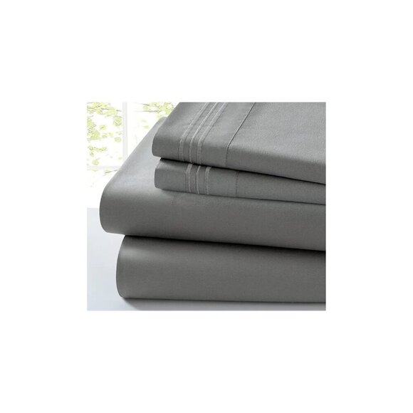 4 PC Bed Sheet Set KING Microfiber Soft Bedding Hypoallergenic 2500 Thread Gray - Picture 1 of 1